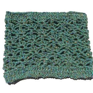 Handmade Women's Loop Scarf Cowl Crochet Alpaca Neckwarmer Lace Green Glitter